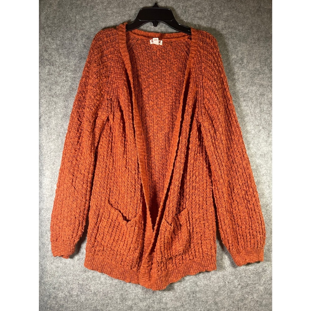 Cat & Jack Girls XL 14/16 Burnt Orange Popcorn Knit Open Front Cardigan Sweater